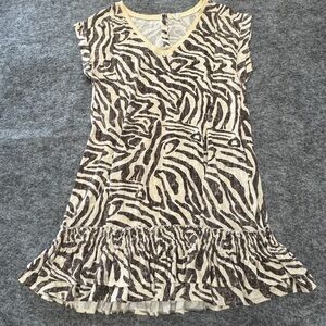 Daily Practice Zebra Print Short Sleeve Ruffled Mini Dress
